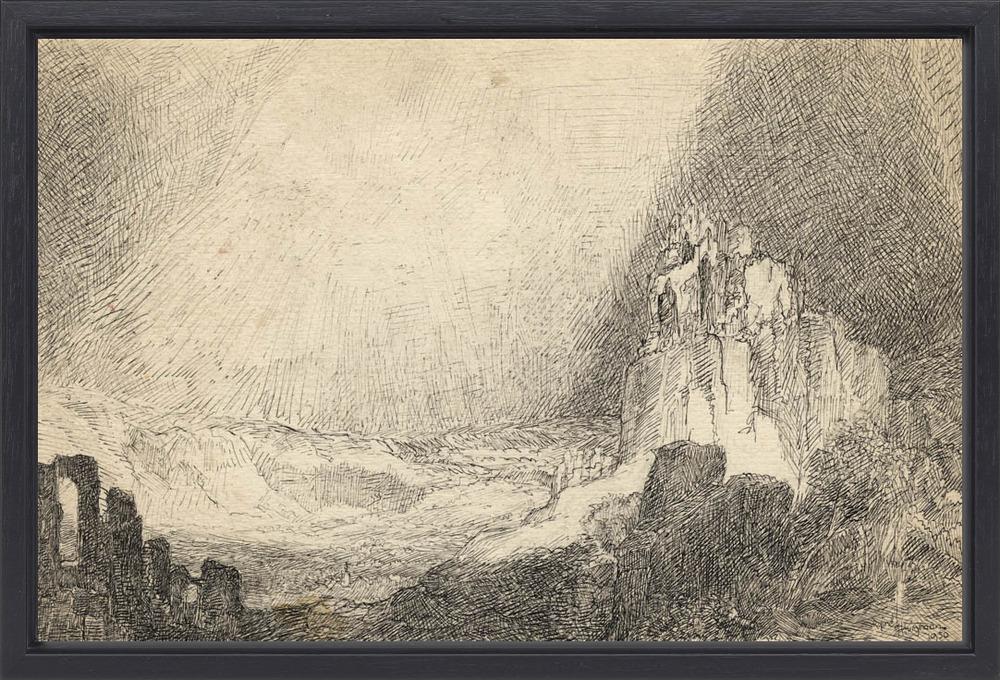 Rembrandtiek landschap met berg (Ruïne)