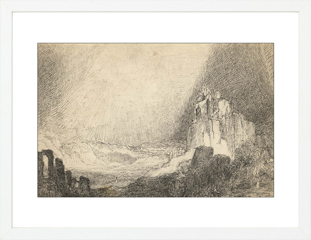 Rembrandtiek landschap met berg (Ruïne)