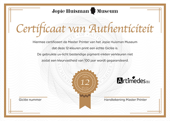 Giclée Certificaat